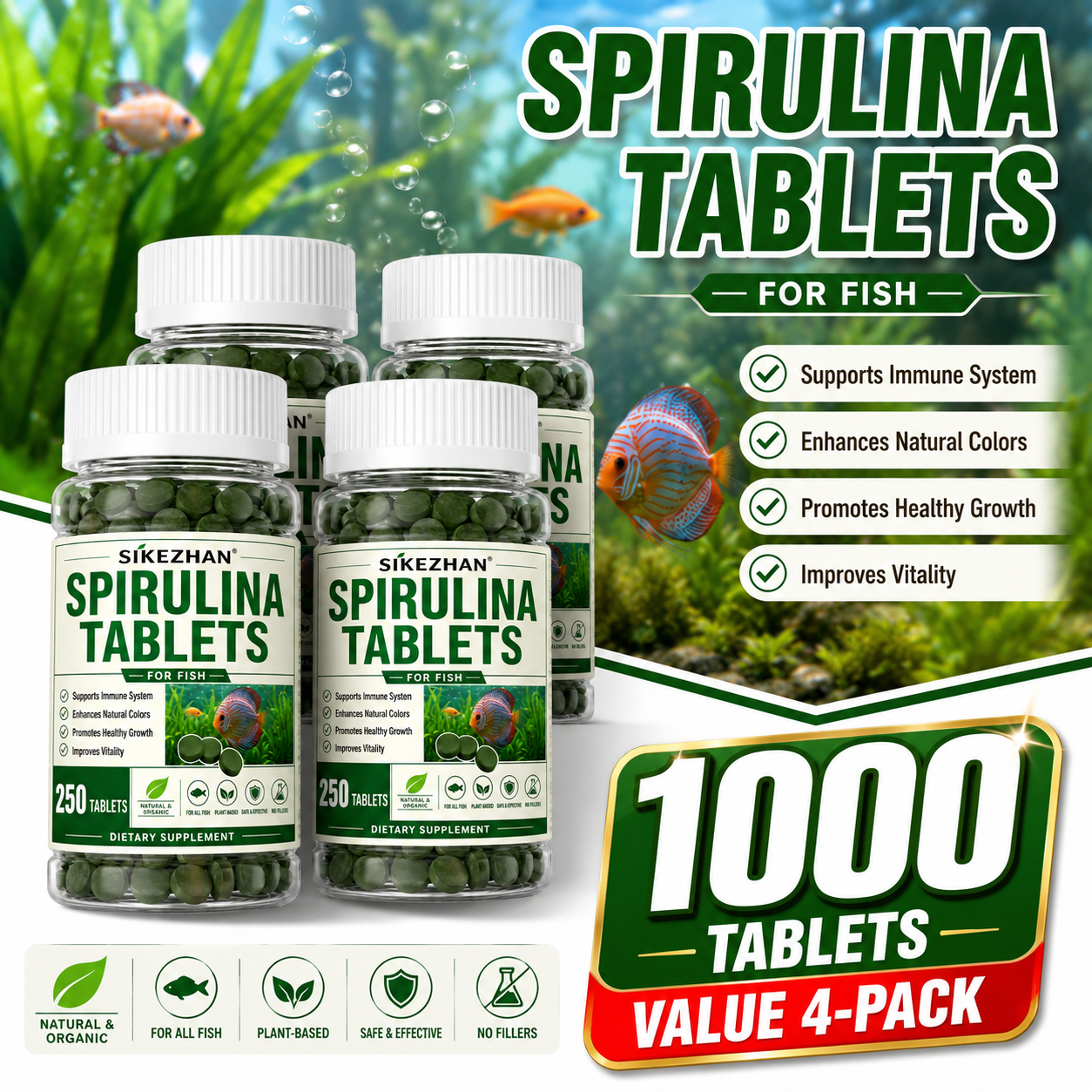 Spirulina Tablet Organic - 1000pcs High Purity Spirulina Tablets Spiral