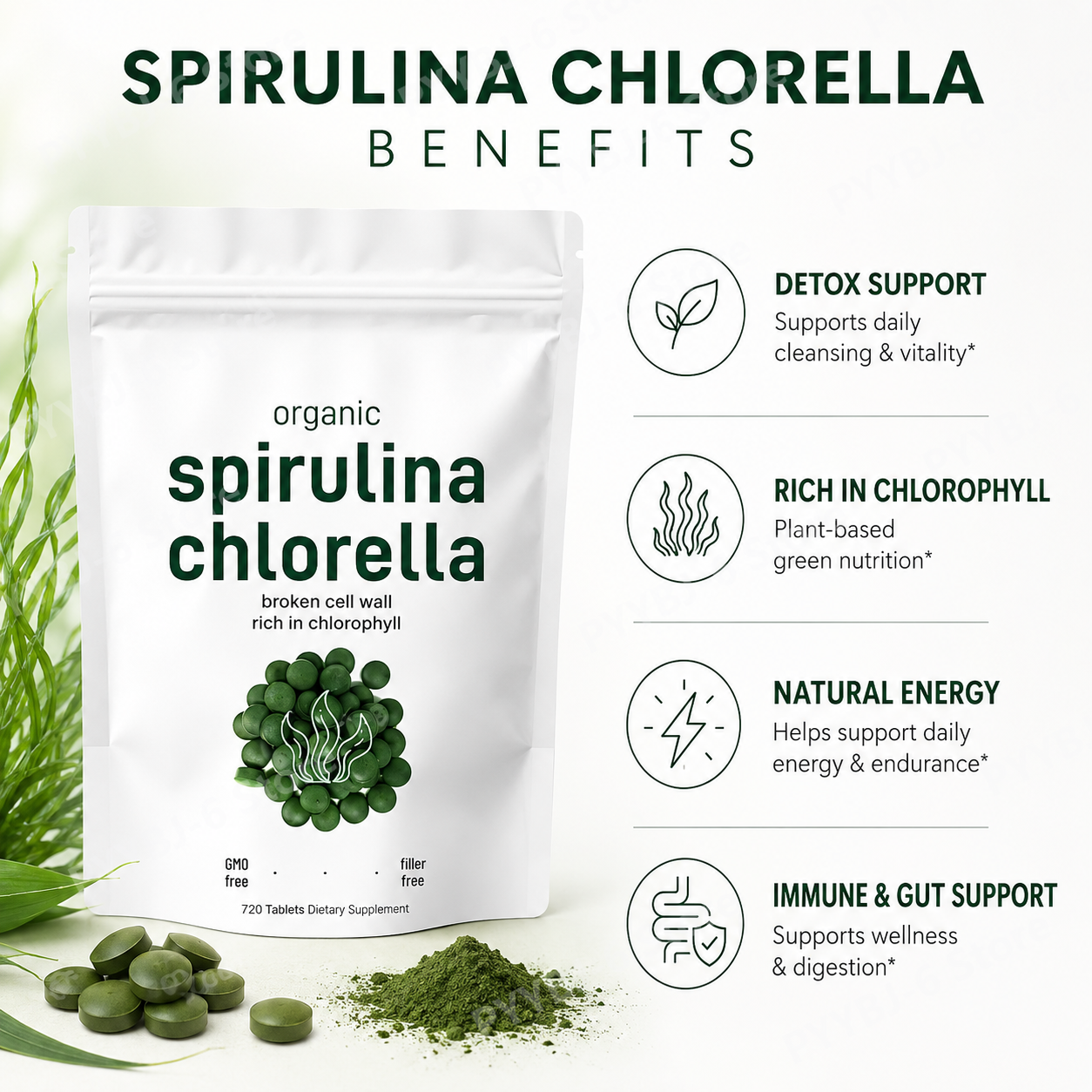 Organic Spirulina Chlorella Ta - مراجعة Spirulina Tablet Organic وسعره