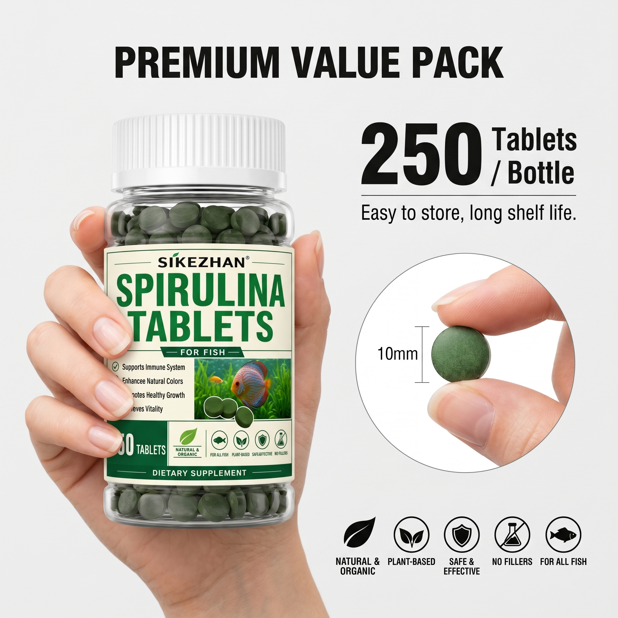 1000pcs High Purity Spirulina  - مراجعة Spirulina Tablet Organic وسعره
