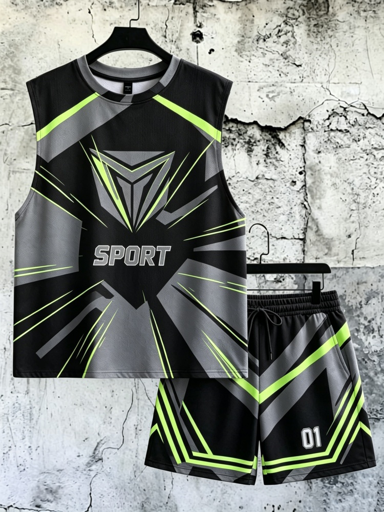 Men's Geometric Sport Print Sl - مراجعة Fitness & Nutrition Lab وسعره