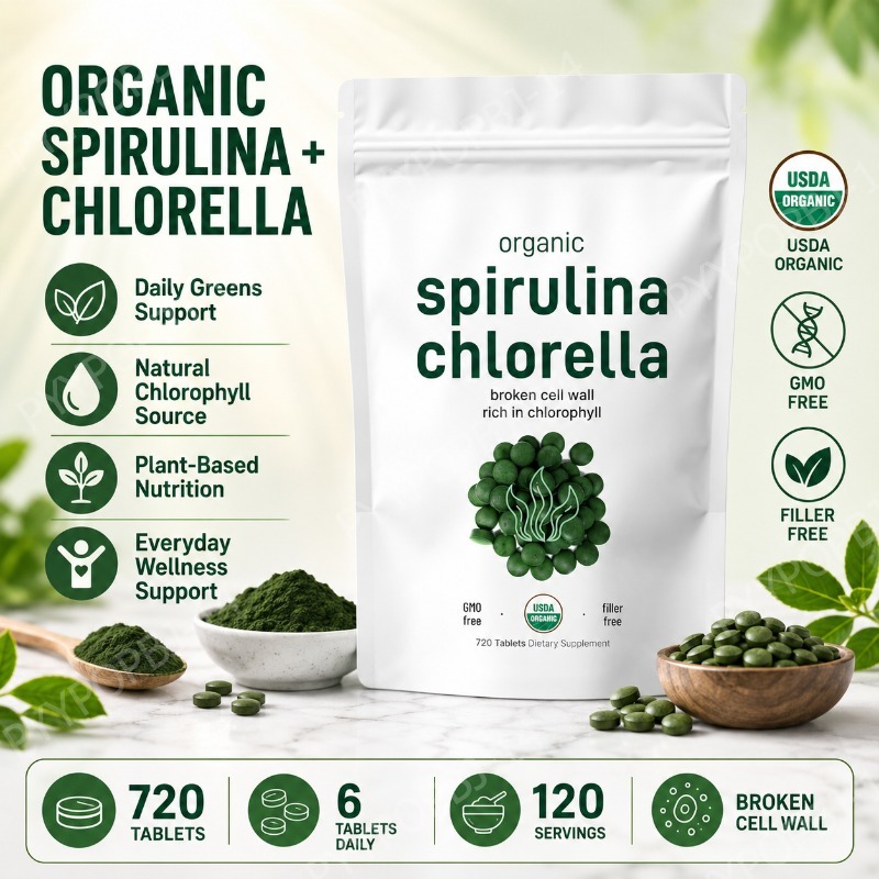 Organic Spirulina Chlorella Ta - مراجعة Spirulina Tablet Organic وسعره