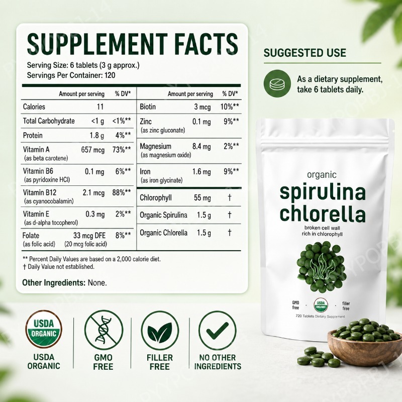 Organic Spirulina Chlorella Ta - مراجعة Spirulina Tablet Organic وسعره