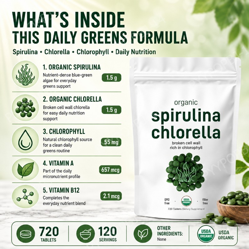 Organic Spirulina Chlorella Ta - مراجعة Spirulina Tablet Organic وسعره
